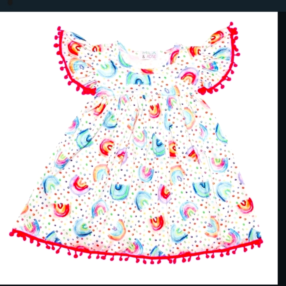 Rainbow Dot Pom Pom Dress